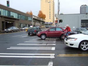 Driver blocking crosswalk